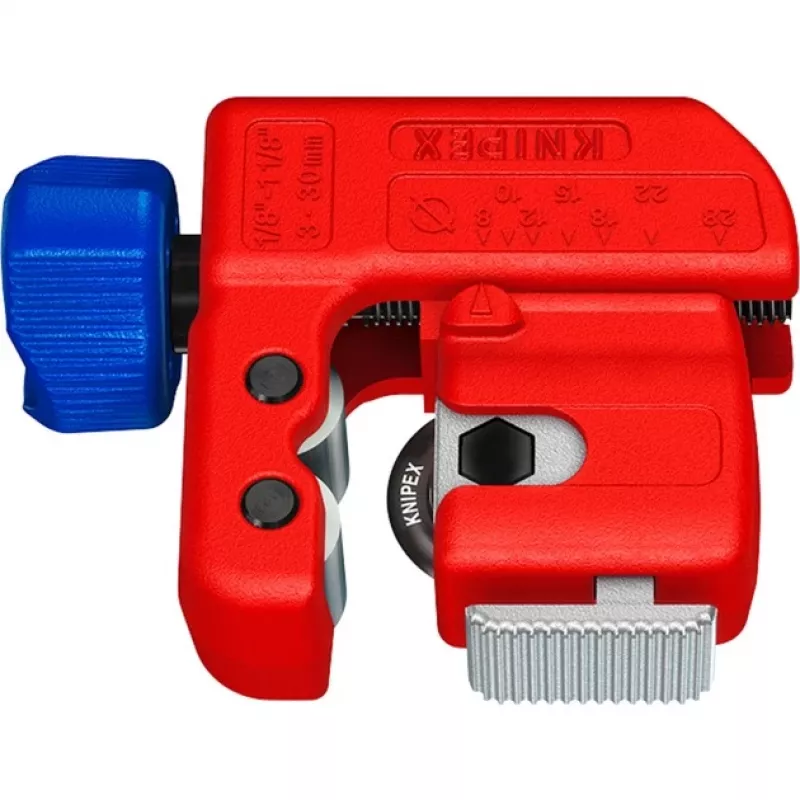 Pipe cutter Knipex TubiX S 3–30 mm, compact cutting tool for metal and plastic pipes