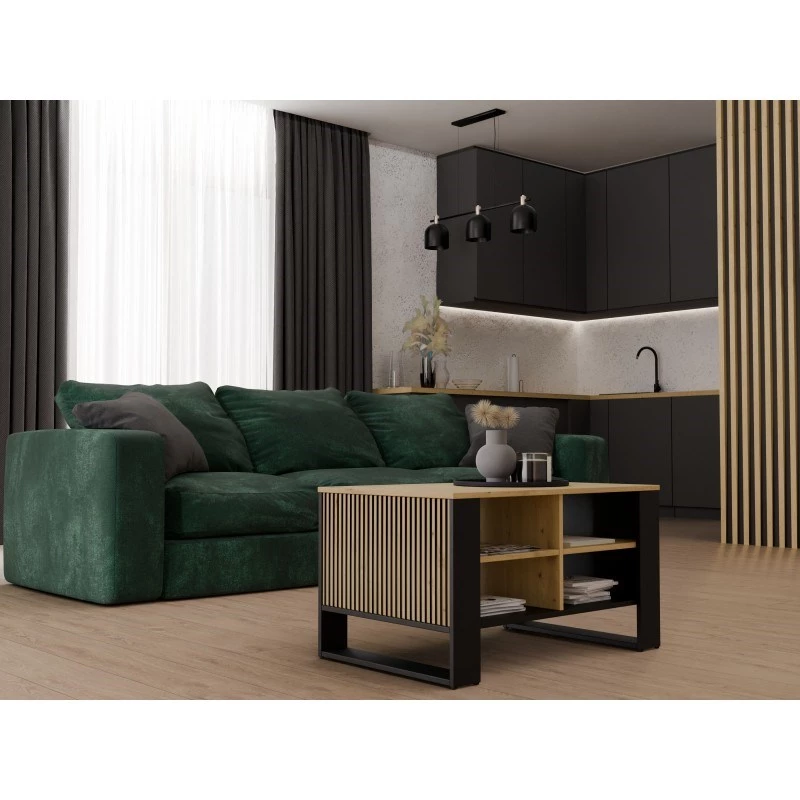 Coffee table top e shop STOLIK KAWOWY ŁAWA MODERN 4P SLIM Dąb Artisan / black frezy