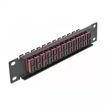 Fiber Optic Patch Panel DeLOCK 10 inch 12 Port SC Duplex Violet 1U Black