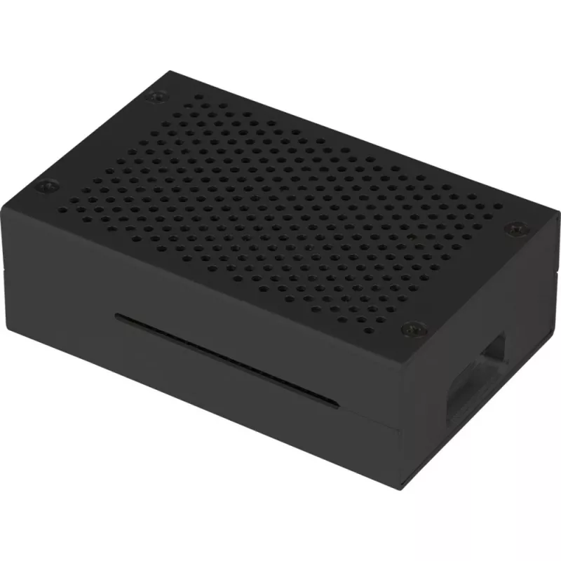 Aluminum housing for Raspberry Pi 4 B by JYT, model RB-AlucaseP4+01B, black finish