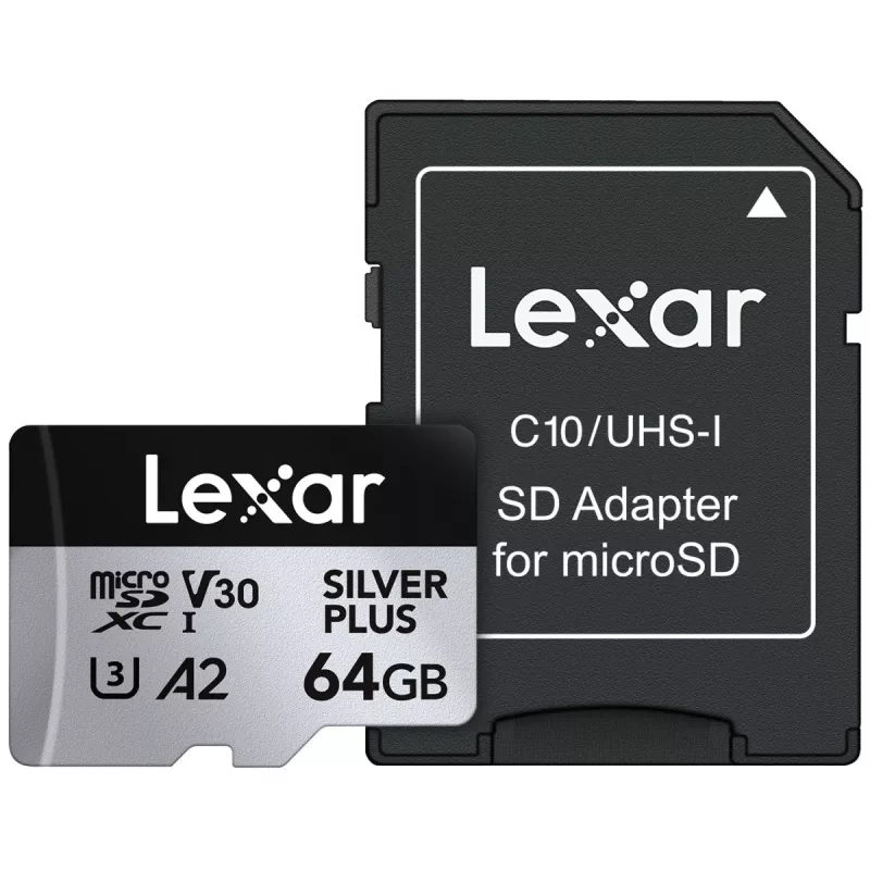 MicroSD Card Lexar 64GB UHS-I Class 3 SILVER PLUS