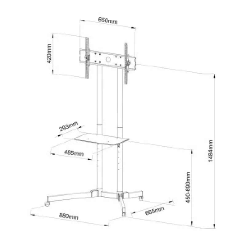 ART STO S-08A Mobile TV Cart with Mount for 30-65 inch Screens, max 60 kg