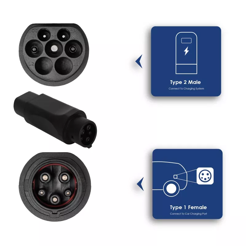 Akyga AK-SC-E08 EV Charging Adapter Type 2 (F) / Type 1 (M) 32A
