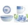 Glass Henkelbecher Esmeyer BRUSH 0.25 l, blue striped decoration
