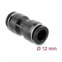 Pneumatic connector DELOCK 12 mm straight, female thread, metal/plastic body, length 48.5 mm, black
