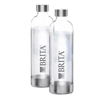 Carbonating bottle BRITA 1043722 — stainless steel, 1 L, transparent, pack of 2