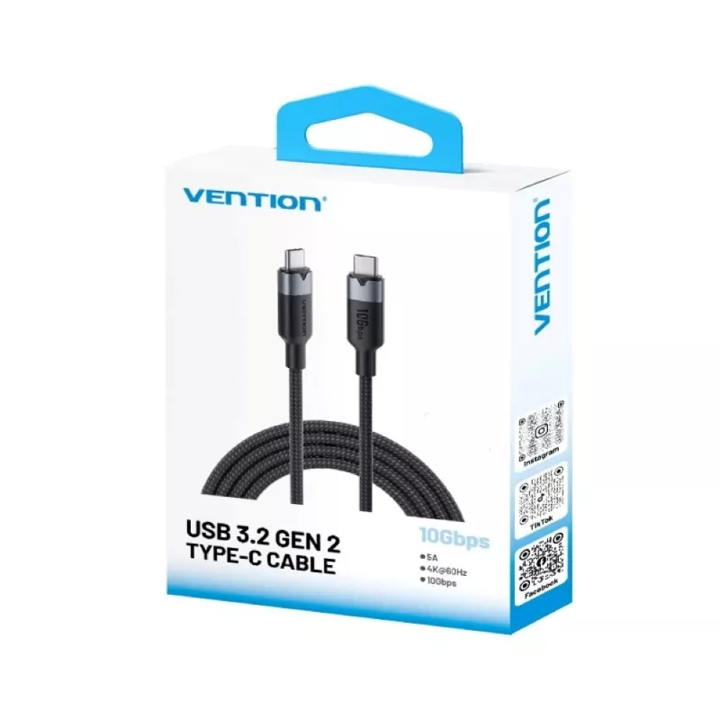 Vention USB 3.2 5A 10Gbps 1m BK USB-C to C cable