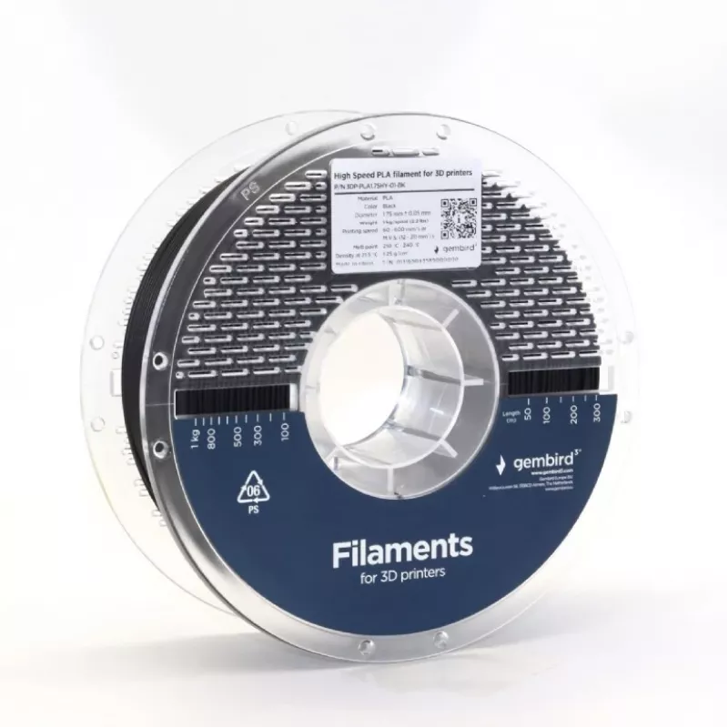 3D printing filament Gembird PLA 1.75 mm Black 1 kg spool
