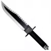 Fixed survival knife cinema classic CC-H2 — 400 mm overall, 250 mm steel blade, smooth and serrated, black handle, includes leather scabbard