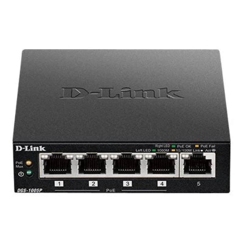 D-Link DGS-1005P/E network switch Unmanaged Gigabit Ethernet (10/100/1000) Power over Ethernet (PoE) Black