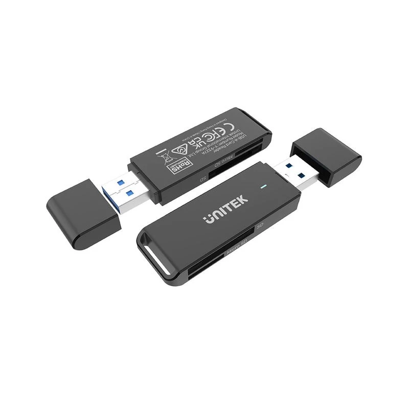 Card reader Unitek Y-9327A USB 3.2 Gen 1 Type-A — MicroSD/SD, 2 slots, 5000 Mbit/s, black