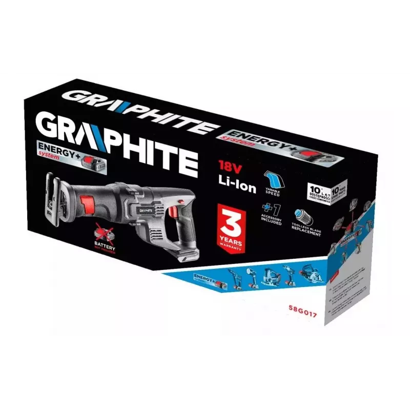 Graphite cordless Energy+ 18V, Li-Ion sabre saw, without battery pack