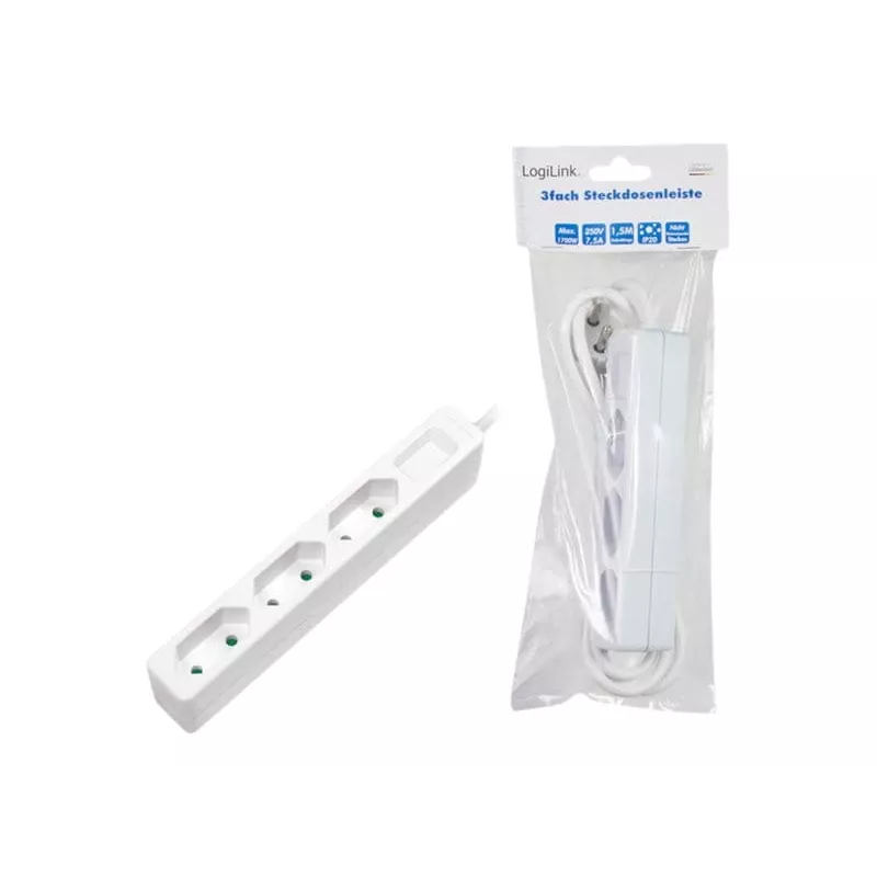Power Extension LogiLink LPS229 1.5m 3 AC Outlets Indoor White
