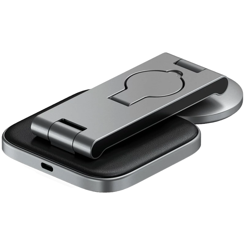SATECHI 3-in-1 Foldable Qi2 Wireless Charging Stand (Space Gray) with Type A,C,G plugs