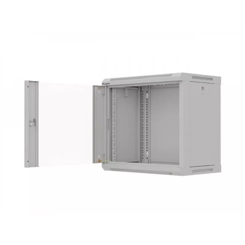 Lanberg WF03-5309-10S 9U Wall-Mount Rack Cabinet 19 inch 540x350 mm Grey Tempered Glass Door Flat-Pack