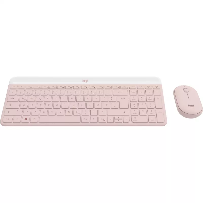 Logitech Slim Wireless Combo MK470 - Keyboard-and-Mouse-Set - Wireless - 2,4 GHz - QWERTY - rosé (920-011314)