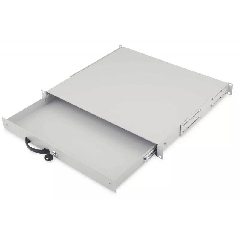 DIGITUS DN-19 KEY-1U 1U 19 inch Rack Mount Keyboard Drawer with Document Storage, Lockable, Grey