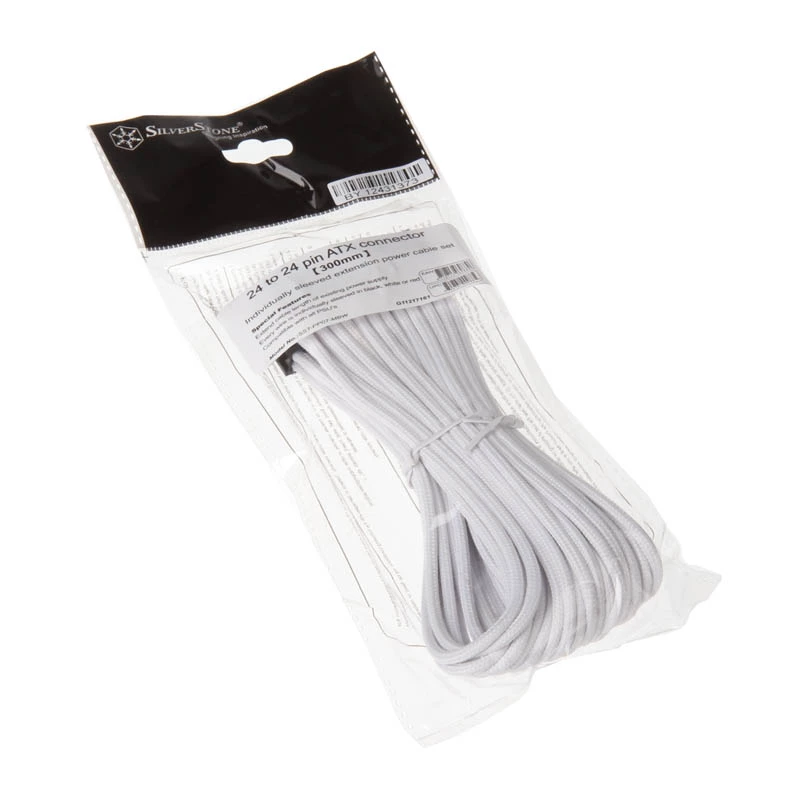 SilverStone PP07-MBW - Power Extension Cable - ATX, 24-pin (M) - ATX, 24-pin (W) - 30cm - White (SST-PP07-MBW)