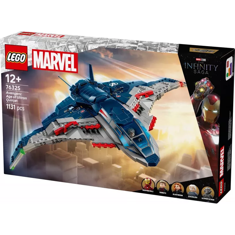 LEGO Quinjet construction set 76325 — Marvel, 1131 pieces, 5 minifigures, for ages 12+, 280×450×300 mm