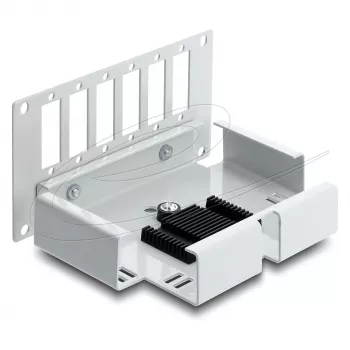 Patch panel DELOCK 6‑port fiber optic for SC Duplex or LC Quad, grey metal, DIN rail mounting
