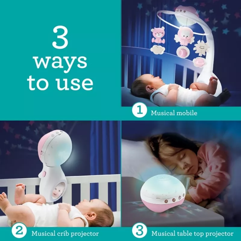 Baby music box B-kids 3in1 Infantino 150302050 — powder pink, 3-in-1 soothing toy
