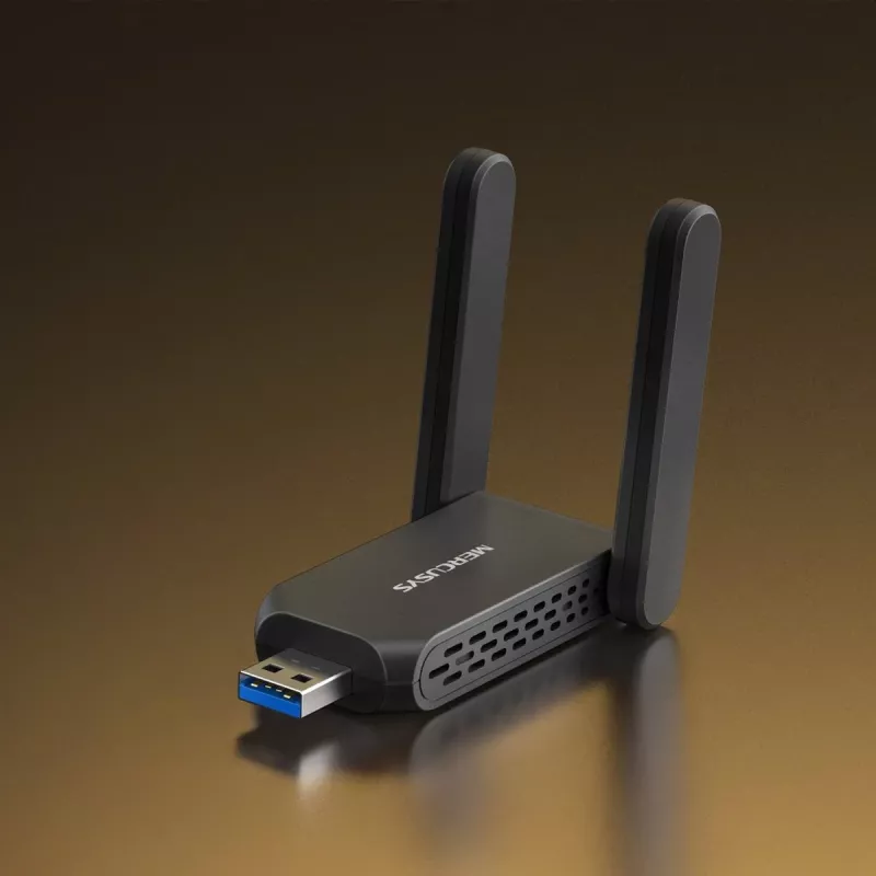 Wi‑Fi USB Adapter MERCUSYS MA72XH AX1800 with High‑Gain Antennas, USB-A Plug‑and‑Play