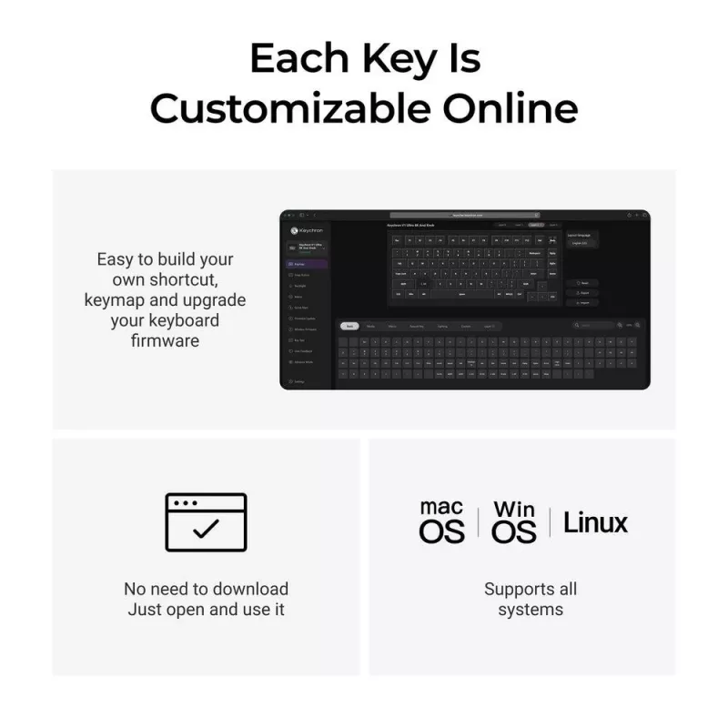 Mechanical Keyboard Keychron V1 Ultra 8K — 75% QWERTY, Bluetooth, Wired, RGB, Black