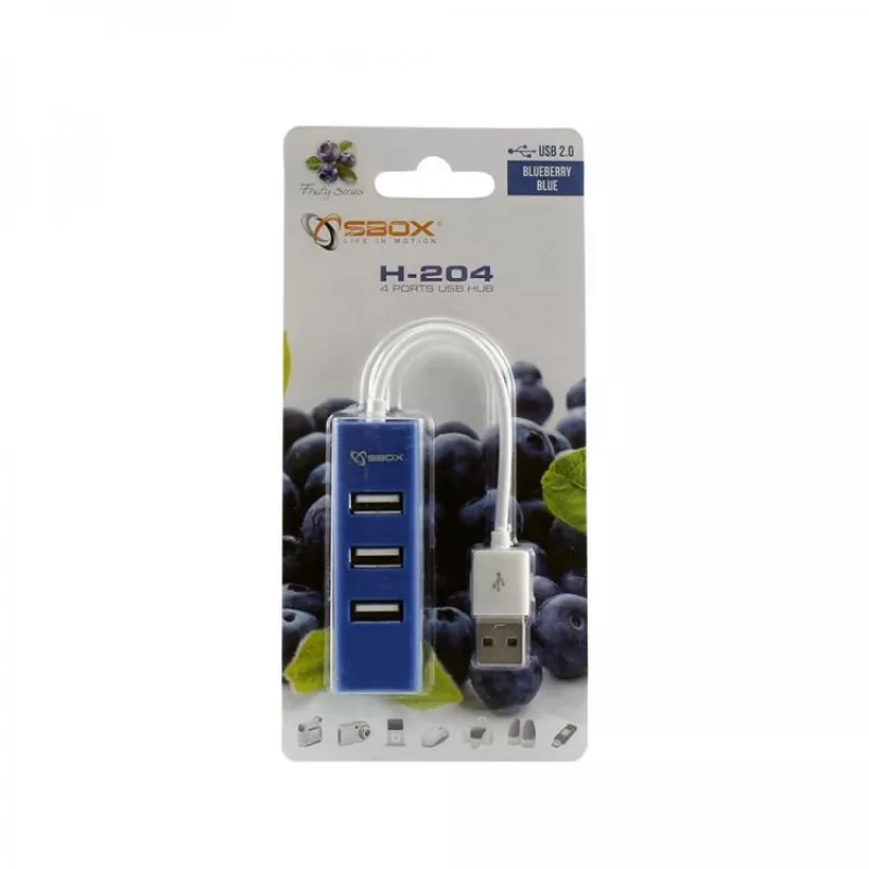 Sbox H-204 USB 4 Ports USB HUB Blueberry Blue
