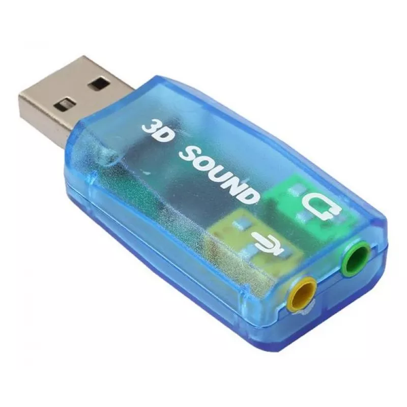 USB External Sound Card Gembird Virtus2 — USB interface, 3.5 mm headphone, blue transparent