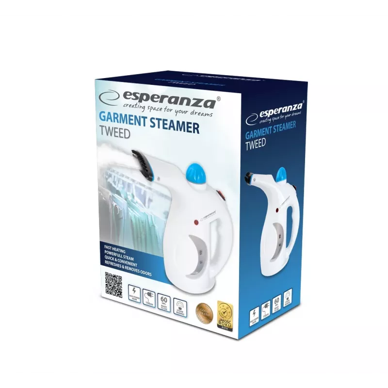 Handheld garment steamer ESPERANZA EHI006 — 800 W, 15 g/min steam, 0.2 L tank, 1.5 m cord, black