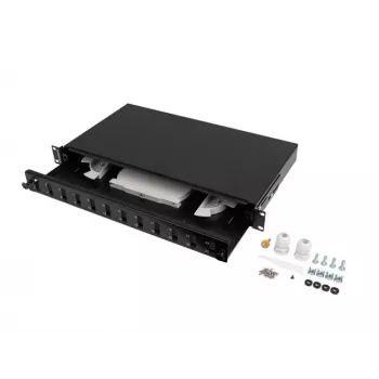 Patch Panel Lanberg FOP1-12SD-LQB 1U Steel Black Rack Mounting