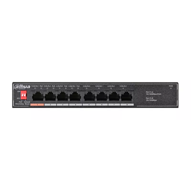 Dahua Technology PoE SF1008LP Unmanaged L2 Fast Ethernet (10/100) Power over Ethernet (PoE) Black