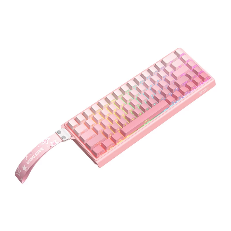 Wired gaming keyboard Onikuma G69 — pink, USB connection, full-size layout