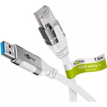 Networking Cable Goobay 74162 USB A RJ-45 Cat6 7.5 m White