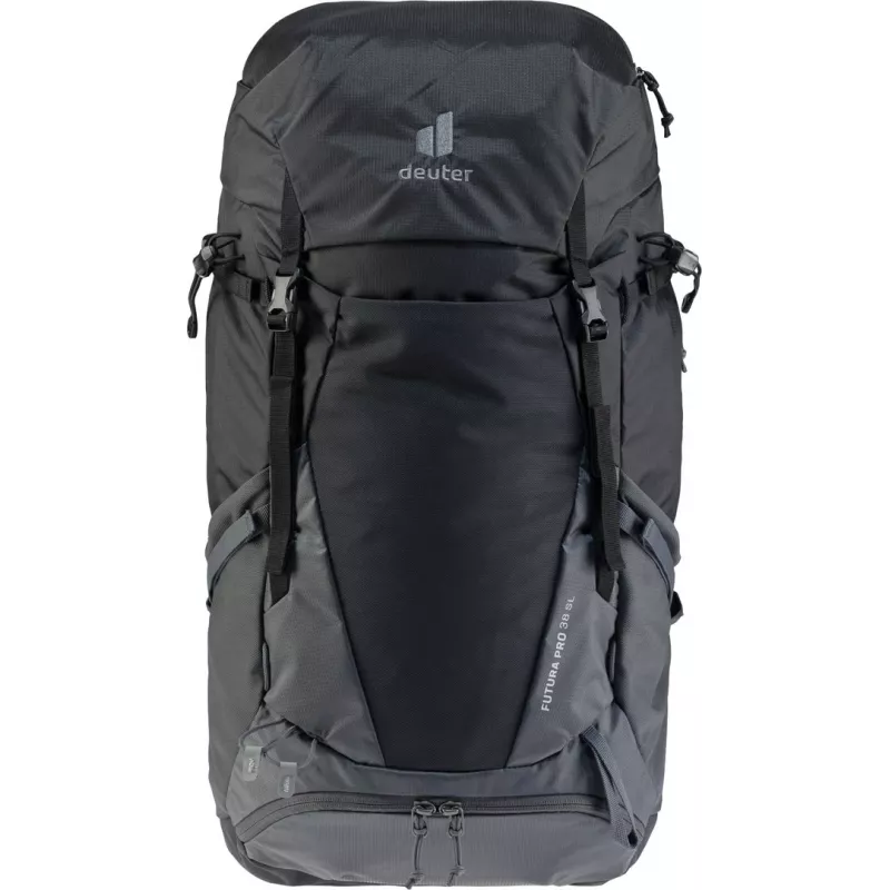 Backpack Deuter Futura Pro 38 L — 38 L hiking and mountaineering pack, Ventilated back, Waist belt, Chest strap, Black