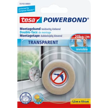 Mounting tape Tesa Powerbond TRANSPARENT 1.5m 19mm