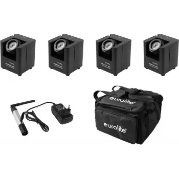LED Par Light EUROLITE AKKU UP-1 4x with Soft Bag and QuickDMX battery-powered portable par cans