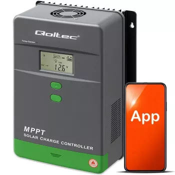 MPPT Solar Charge Controller QOLTEC 80A with Temperature Sensor, 12/24/36/48V, LCD, Bluetooth, APP, GEL/LiFePO4