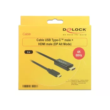 Video cable adapter DeLOCK 85291 USB Type-C HDMI 2 m Black