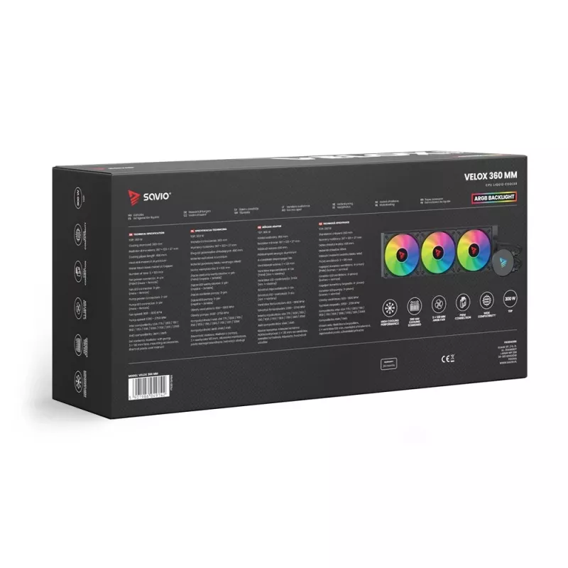 SAVIO VELOX 360mm CPU Liquid Cooler with ARGB