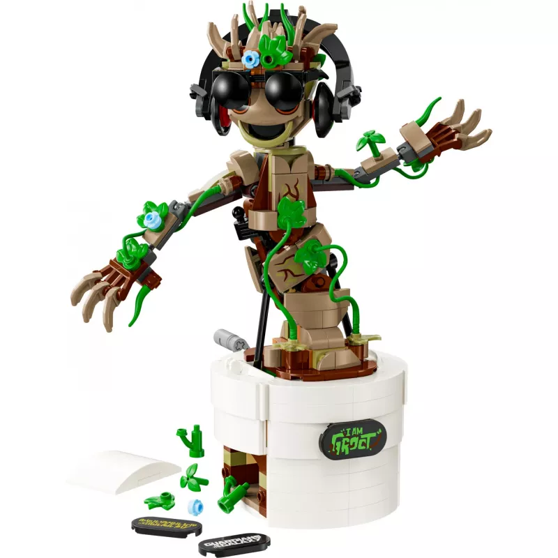 LEGO Marvel Dancing Groot Buildable Animated Toy Action Figure Guardians of the Galaxy Character Kids’ Hand-Operated Interactive Playset Super Hero