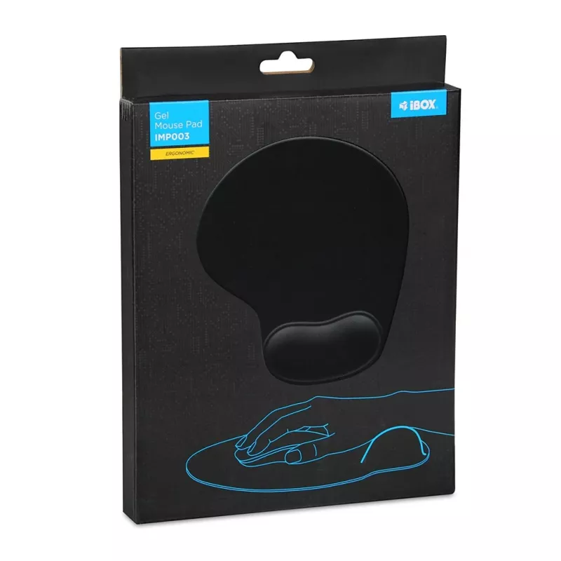 Mouse pad IB0X IMP003 with wrist rest, black, 190×230 mm