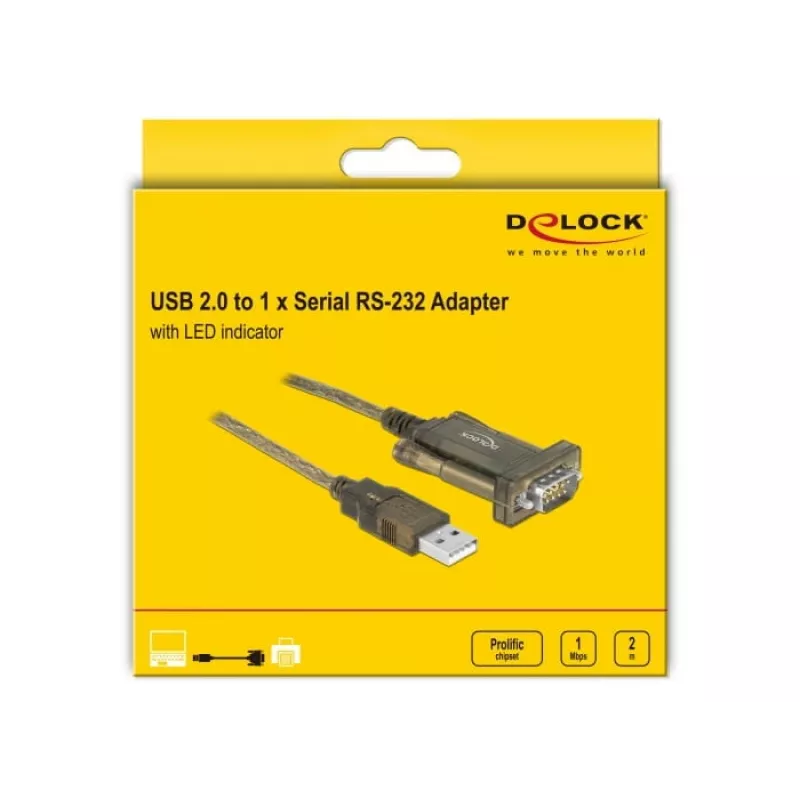 Serial Cable DeLOCK 64073 USB Type-A DB-9 Transparent 2m