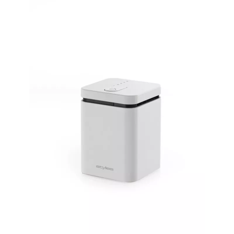 Aroma diffuser Stylies ELARA/WHITE — evaporative, for rooms up to 25 m², 2 h timer, AC/battery/USB, 1.3 W, 74×74×100 mm