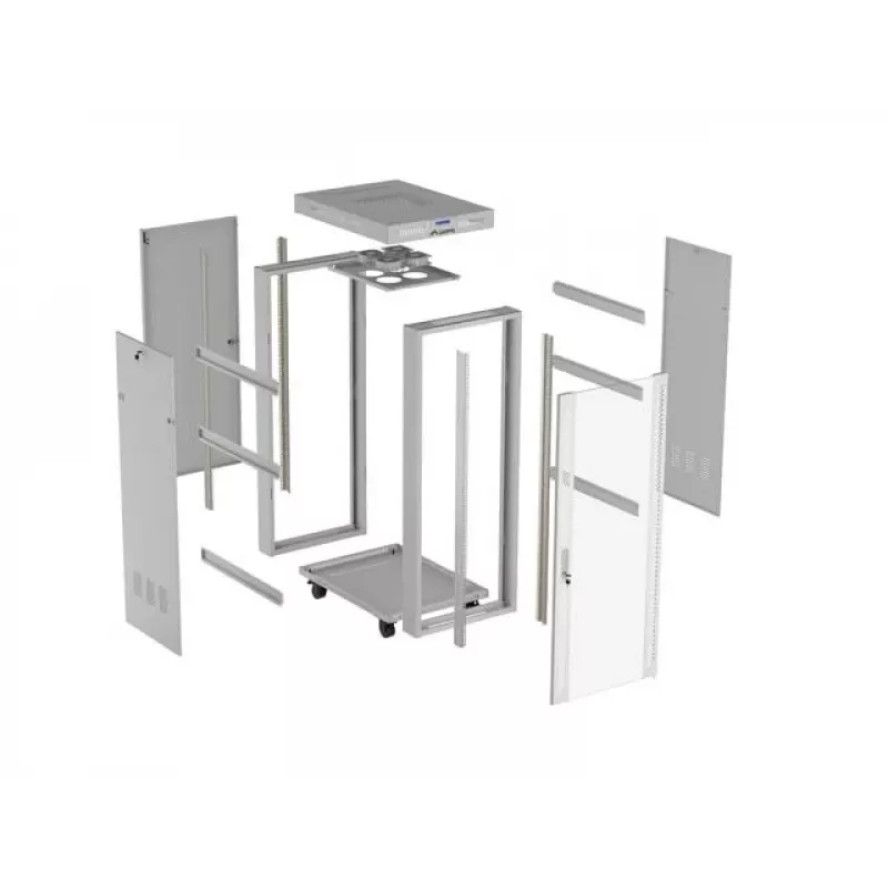 19 inch 32U LANBERG Standing Rack Cabinet 600×800 mm Gray with Glass Door and LCD (Flat Pack)