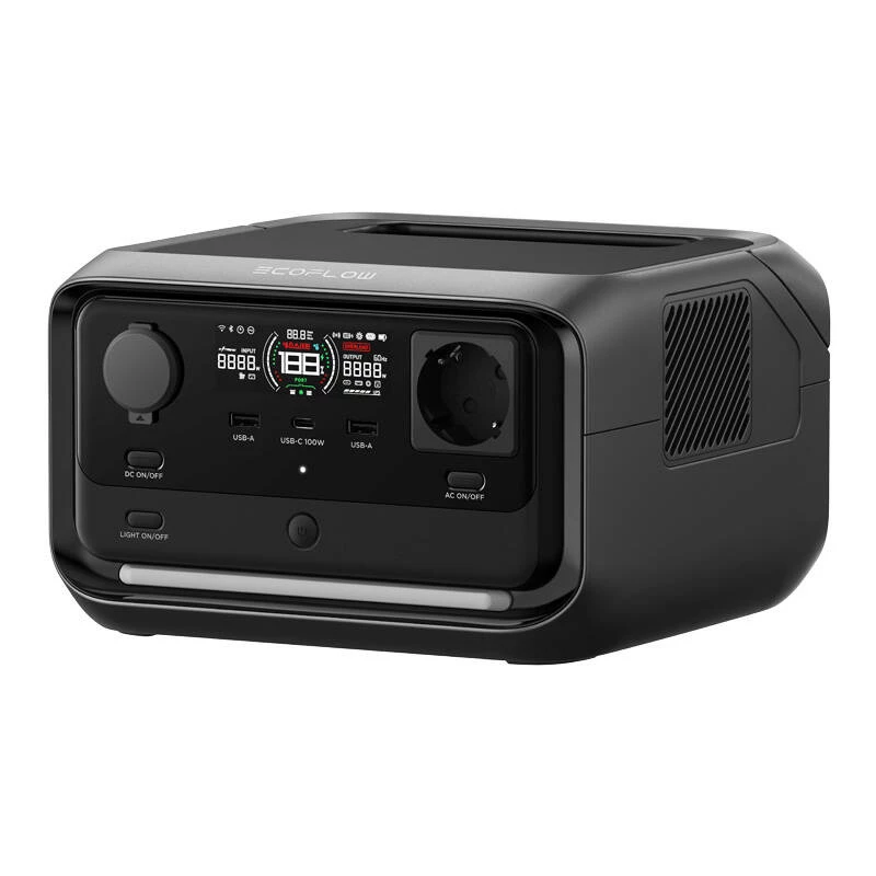 Portable power station EcoFlow River 3 Plus — LiFePO4 286Wh, AC & USB outputs, solar/cigarette charging