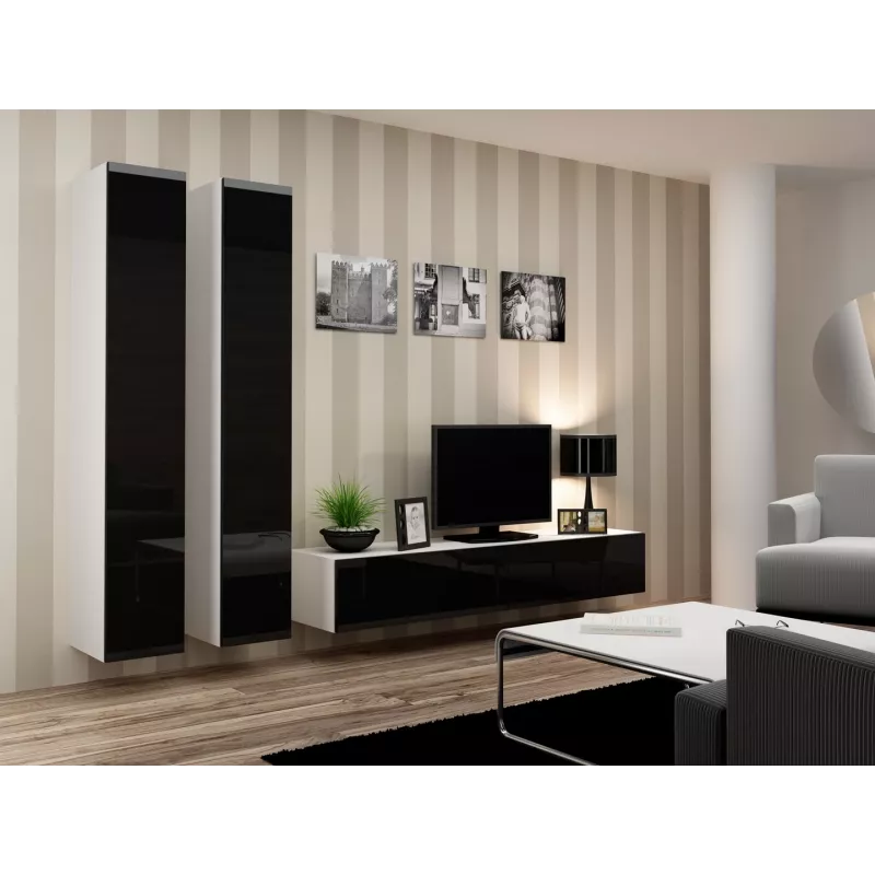 Cama Living room cabinet set VIGO 4 white/black gloss