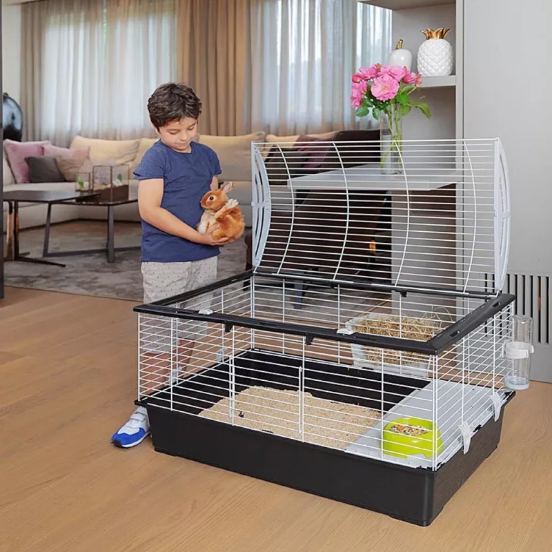 Cage FERPLAST Casita 100 for Rabbits and Guinea Pigs, Metal/Plastic, 960×570×560 mm, Taupe/White