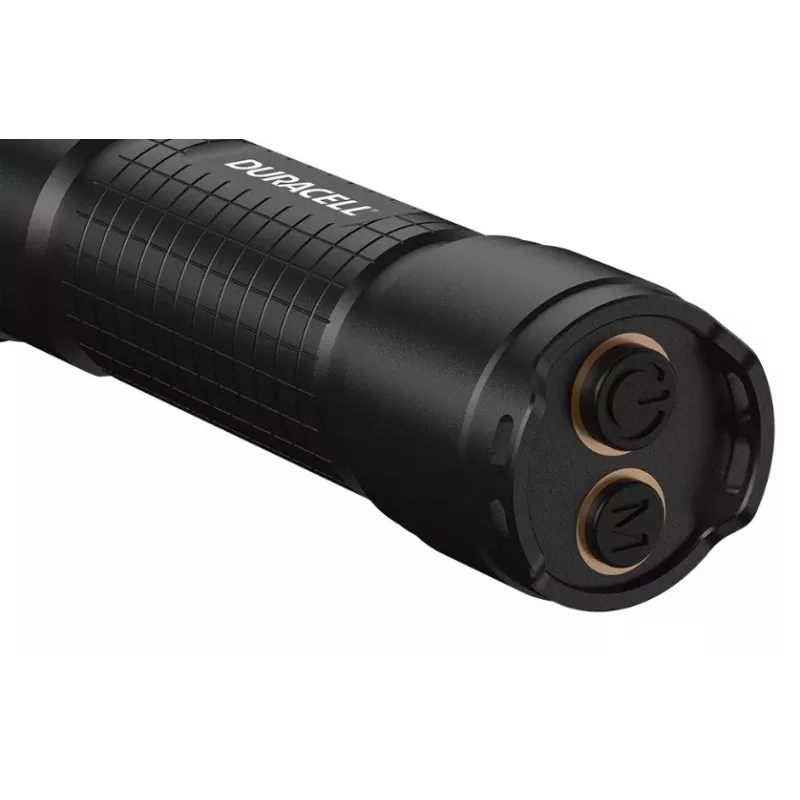 Flashlight Duracell DF2500R — black, handheld rechargeable torch