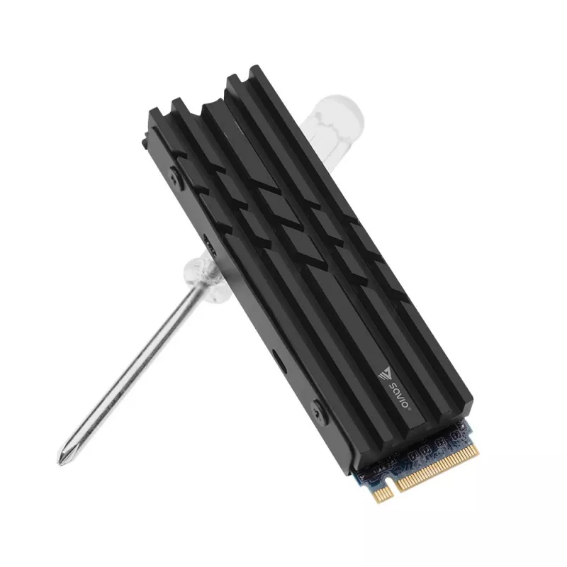 Air cooler SAVIO M.2 NVMe 2280 AK-60 Black heatsink for 22x80 mm SSD